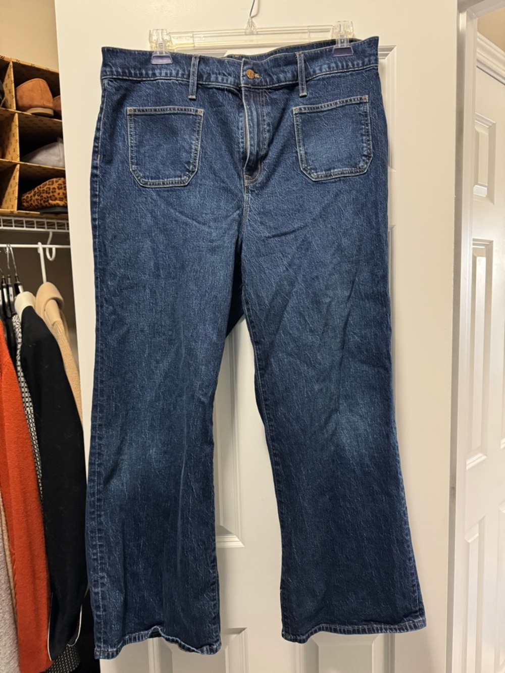 J Crew Classic Women's Wide Leg Dark Blue Denim Jeans